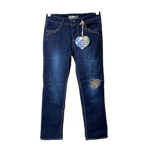 Blue Heart Girl's Size 14 X 26 Jeans Blue Denim Straight Leg Stretch